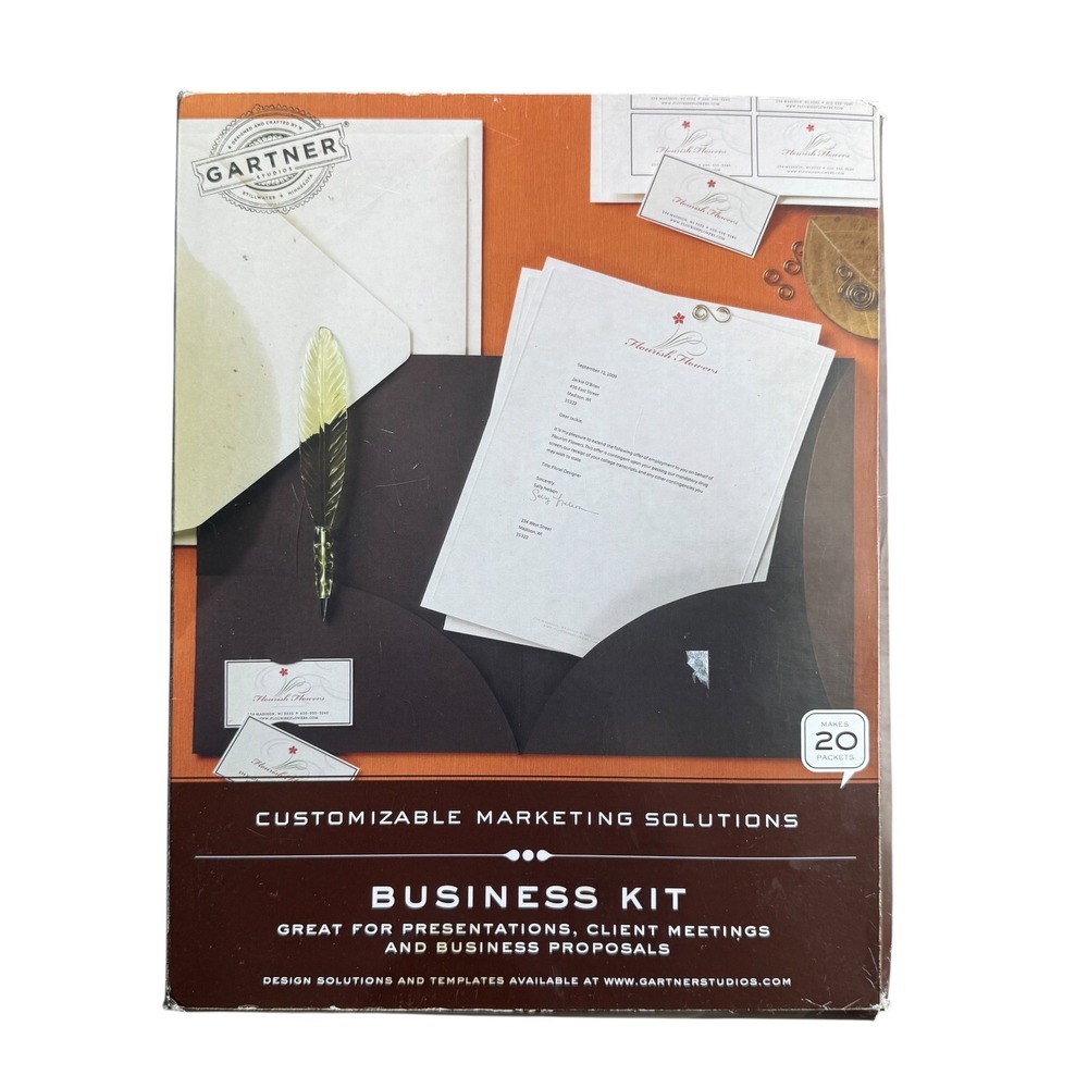 Gartner Studios Business Kit Customizable Marketing Solutions 20 Packets Brown
